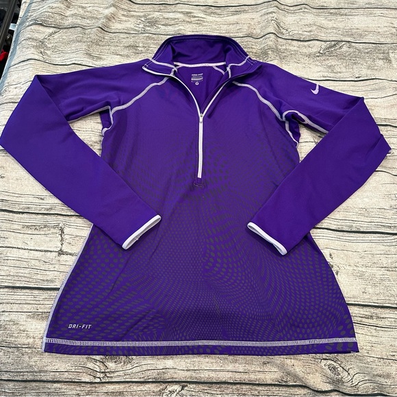 Nike Pro Half Zip Micro Fleece Lined Long Sleeved Pullover; Deep Purple Size M - Picture 1 of 9